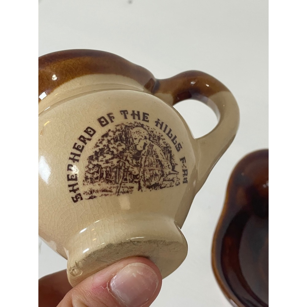 Shepherd of the Hills Farm Miniature Pitcher Basin Set Tan Brown Excellent 3in - Picture 3 of 7